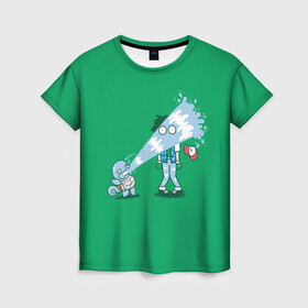 Женская футболка 3D с принтом Неугомонный Сквиртл , 100% полиэфир ( синтетическое хлопкоподобное полотно) | прямой крой, круглый вырез горловины, длина до линии бедер | anime | pokemon | poket monster | poketmon | squirtle | аниме | анимэ | карманные монстры | покемон | сквиртл