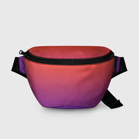 Поясная сумка 3D с принтом Оранжевый и Фиолетовый , 100% полиэстер | плотная ткань, ремень с регулируемой длиной, внутри несколько карманов для мелочей, основное отделение и карман с обратной стороны сумки застегиваются на молнию | градиент | красный | оранжевый | перелив | переход | рассвет | синий | фиолетовый | цвета