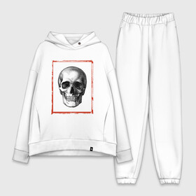 Женский костюм хлопок Oversize с принтом Костян ,  |  | frame | skeleton | skull | рамка | скелет