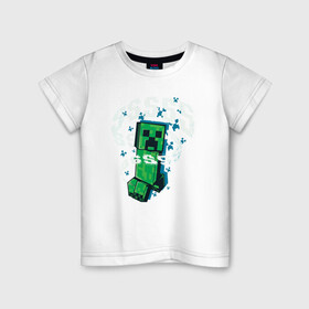 Детская футболка хлопок с принтом Крипер | Creeper | Minecraft , 100% хлопок | круглый вырез горловины, полуприлегающий силуэт, длина до линии бедер | creeper | minecraft | sss | выживай | зеленый | исследуй | крип | крипер | майнкрафт | меч | создавай