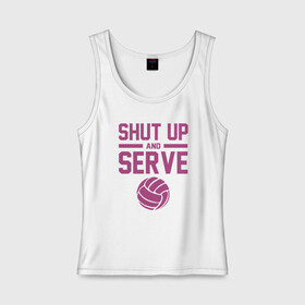 Женская майка хлопок с принтом Shut Up And Serve , 95% хлопок, 5% эластан |  | ball | beach | game | sport | volley | volleyball | волейбол | волейболист | волейболистка | гол | игра | игрок | мяч | площадка | пляж | пляжный | победа | сетка | спорт | тренер | чемпион