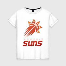 Женская футболка хлопок с принтом Suns Basketball , 100% хлопок | прямой крой, круглый вырез горловины, длина до линии бедер, слегка спущенное плечо | basketball | mvp | nba | phoenix | sport | streetball | suns | аризона | баскетбол | игра | крис пол | мяч | нба | санс | спорт | стритбол | тренер | финикс | чемпион