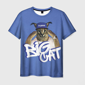 Мужская футболка 3D с принтом Big Cat Floppa , 100% полиэфир | прямой крой, круглый вырез горловины, длина до линии бедер | flopa | floppa | большой | каракал | кот мем | мем с котом | русский кот | флопа | флоппа | шлёпа