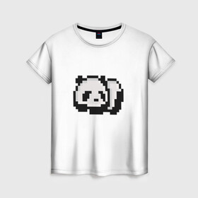 Женская футболка 3D с принтом Панда , 100% полиэфир ( синтетическое хлопкоподобное полотно) | прямой крой, круглый вырез горловины, длина до линии бедер | art | pixel | pixelart | милаха | милая панда | панда | панда пиксель арт | пиксели | пиксель | пиксельарт | спящая панда