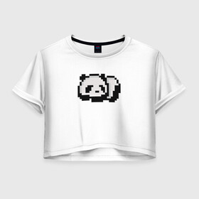 Женская футболка Crop-top 3D с принтом Панда , 100% полиэстер | круглая горловина, длина футболки до линии талии, рукава с отворотами | art | pixel | pixelart | милаха | милая панда | панда | панда пиксель арт | пиксели | пиксель | пиксельарт | спящая панда