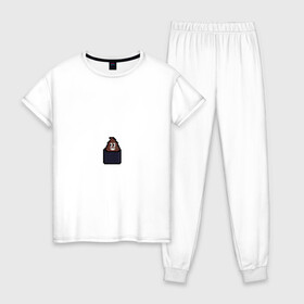 Женская пижама хлопок с принтом Смешная какашка , 100% хлопок | брюки и футболка прямого кроя, без карманов, на брюках мягкая резинка на поясе и по низу штанин | art | pixel | pixelart | милаха | пиксели | пиксель | пиксельарт