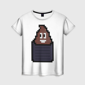 Женская футболка 3D с принтом Смешная какашка , 100% полиэфир ( синтетическое хлопкоподобное полотно) | прямой крой, круглый вырез горловины, длина до линии бедер | art | pixel | pixelart | милаха | пиксели | пиксель | пиксельарт