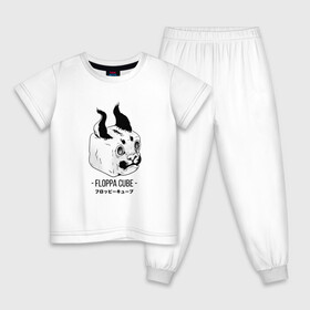Детская пижама хлопок с принтом Floppa Cube , 100% хлопок |  брюки и футболка прямого кроя, без карманов, на брюках мягкая резинка на поясе и по низу штанин
 | Тематика изображения на принте: flopa | floppa | каракал | кот мем | мем с котом | русский кот | шлёпа