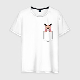 Мужская футболка хлопок с принтом Шлёпа в кармане , 100% хлопок | прямой крой, круглый вырез горловины, длина до линии бедер, слегка спущенное плечо. | Тематика изображения на принте: flopa | floppa | каракал | кот мем | мем с котом | русский кот | шлёпа