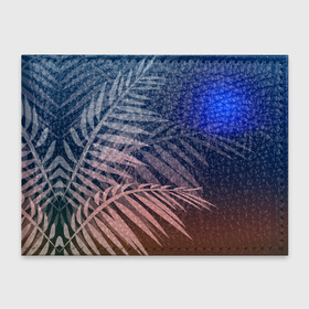 Обложка для студенческого билета с принтом Тропическая ночь , натуральная кожа | Размер: 11*8 см; Печать на всей внешней стороне | Тематика изображения на принте: вечер | коричневый | коричневый и синий | листья | луна | ночь | отдых | пальмы | природа | путешествие | синий