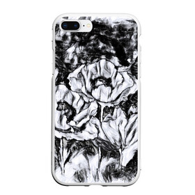 Чехол для iPhone 7Plus/8 Plus матовый с принтом Черно-белый узор. Маки. , Силикон | Область печати: задняя сторона чехла, без боковых панелей | абстрактные цветы | маки | модный | рисунок | современный | цветочный фон | цветы | черно белый