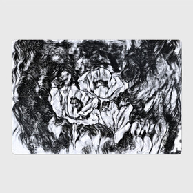 Магнитный плакат 3Х2 с принтом Черно-белый узор. Маки. , Полимерный материал с магнитным слоем | 6 деталей размером 9*9 см | абстрактные цветы | маки | модный | рисунок | современный | цветочный фон | цветы | черно белый