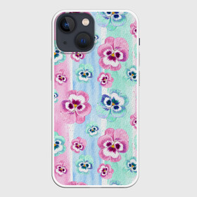 Чехол для iPhone 13 mini с принтом Акварельные фиалки ,  |  | акварель | акварельный | девушкам | детям | нежный | разноцветный | фиалки | цветочки | цветочный | цветы