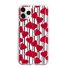Чехол для iPhone 11 Pro матовый с принтом Полосатый узор сердце  , Силикон |  | детский | красный | красный и черный | любовь | мраморное сердце | полосатый узор | полосы | сердце | черные полосы
