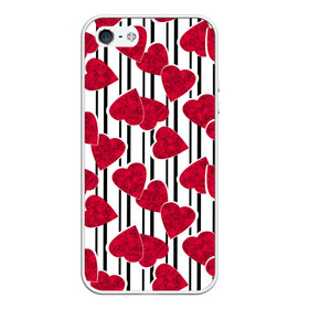 Чехол для iPhone 5/5S матовый с принтом Полосатый узор сердце  , Силикон | Область печати: задняя сторона чехла, без боковых панелей | детский | красный | красный и черный | любовь | мраморное сердце | полосатый узор | полосы | сердце | черные полосы