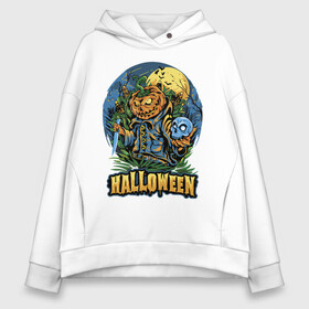 Женское худи Oversize хлопок с принтом Halloween , френч-терри — 70% хлопок, 30% полиэстер. Мягкий теплый начес внутри —100% хлопок | боковые карманы, эластичные манжеты и нижняя кромка, капюшон на магнитной кнопке | bat | halloween | holiday | knife | moon | night | pumpkin | skull | smile | летучая мышь | нож | ночь | праздник | тыква | улыбка | хэллоуин | череп