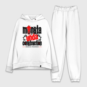 Женский костюм хлопок Oversize с принтом MONSTA CONSTRUCTION ,  |  | bodybilding | constrution | monsta | powerlifting | sport | unda | workout | бодибилдинг | воркаут | гантели | гири | зож | качалка | масса | монстр | спорт