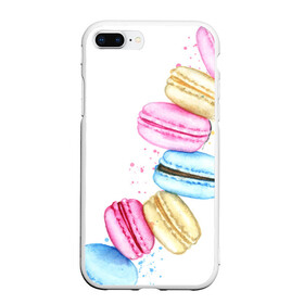 Чехол для iPhone 7Plus/8 Plus матовый с принтом Macarons. Нежный десерт , Силикон | Область печати: задняя сторона чехла, без боковых панелей | акварель | акварельные | десерт | десерты | макаронс | макаруны | пирожное | пирожные | разноцветные | сладости