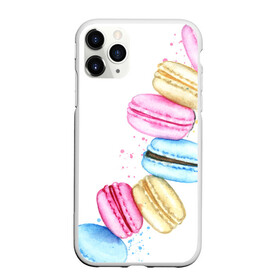 Чехол для iPhone 11 Pro Max матовый с принтом Macarons. Нежный десерт , Силикон |  | акварель | акварельные | десерт | десерты | макаронс | макаруны | пирожное | пирожные | разноцветные | сладости