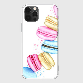 Чехол для iPhone 12 Pro с принтом Macarons. Нежный десерт , силикон | область печати: задняя сторона чехла, без боковых панелей | акварель | акварельные | десерт | десерты | макаронс | макаруны | пирожное | пирожные | разноцветные | сладости