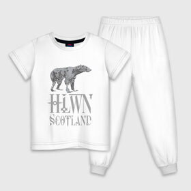 Детская пижама хлопок с принтом Halloween Scotland , 100% хлопок |  брюки и футболка прямого кроя, без карманов, на брюках мягкая резинка на поясе и по низу штанин
 | bear | halloween | scotland | zombie | зомби | медведь | хэллоуин | шотландия.