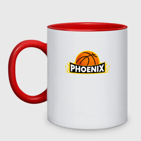 Кружка двухцветная с принтом Phoenix Basketball , керамика | объем — 330 мл, диаметр — 80 мм. Цветная ручка и кайма сверху, в некоторых цветах — вся внутренняя часть | basketball | mvp | nba | phoenix | sport | streetball | suns | аризона | баскетбол | игра | крис пол | мяч | нба | санс | спорт | стритбол | тренер | финикс | чемпион