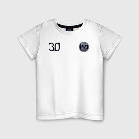 Детская футболка хлопок с принтом PSG | Messi 30 (New 2022/23) , 100% хлопок | круглый вырез горловины, полуприлегающий силуэт, длина до линии бедер | Тематика изображения на принте: 0x000000123 | 30 | messi | neymar | paris saint germain | psg | месси | нейимар | псж