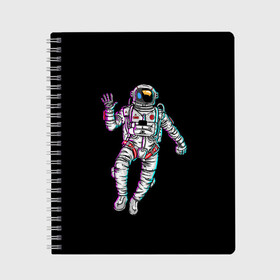 Тетрадь с принтом Космонавт , 100% бумага | 48 листов, плотность листов — 60 г/м2, плотность картонной обложки — 250 г/м2. Листы скреплены сбоку удобной пружинной спиралью. Уголки страниц и обложки скругленные. Цвет линий — светло-серый
 | астронавт | исследователь | космонавт | космос | путешественник | рисунок