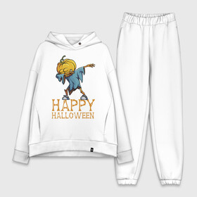 Женский костюм хлопок Oversize с принтом Happy Halloween ,  |  | dab | eyes | gesture | halloween | holiday | hype | pumpkin | rag | глаза | жест | праздник | рваньё | тыква | хайп | хэллоуин