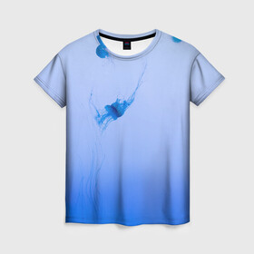 Женская футболка 3D с принтом МЕДУЗЫ | ГРАДИЕНТ , 100% полиэфир ( синтетическое хлопкоподобное полотно) | прямой крой, круглый вырез горловины, длина до линии бедер | Тематика изображения на принте: gradient | абстракция | амбре | вода | голубая | голубое | градиент | градиент и ничего лишнего | градиенты | медуза | море | на каждый день | океан | синее | синий | синяя | текстура