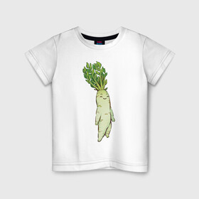 Детская футболка хлопок с принтом Милая редька , 100% хлопок | круглый вырез горловины, полуприлегающий силуэт, длина до линии бедер | арт | зелень | мило | милота | овощ | овощи | редька | рисунок | свежие овощи | свежий овощ | свежий продукт