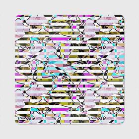 Магнит виниловый Квадрат с принтом Полосатый абстрактный узор  , полимерный материал с магнитным слоем | размер 9*9 см, закругленные углы | горизонтальные полосы | летний дизайн | модный | молодежный | мужской | полосы | разноцветные полосы