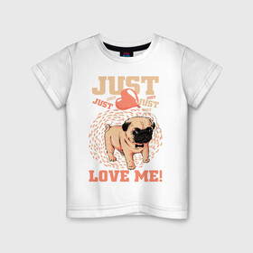 Детская футболка хлопок с принтом МИЛАХА МОПС , 100% хлопок | круглый вырез горловины, полуприлегающий силуэт, длина до линии бедер | animal | baby | dog | honey | love | домашние | животные | красота | любовь | малыш | милашка | мопс | собаки