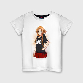 Детская футболка хлопок с принтом Asuna SAO , 100% хлопок | круглый вырез горловины, полуприлегающий силуэт, длина до линии бедер | asuna | kirito | sao | асуна | девочка | кирито | мастера меча онлайн