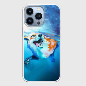 Чехол для iPhone 13 Pro с принтом ПЛЫВУЩАЯ ЛИСИЧКА ,  |  | Тематика изображения на принте: animal | art | fox | swim | water | вода | животные | звери | красота | лиса | лисичка | плутовка | река | рисунок | рыжая | фыр фыр