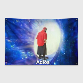 Флаг-баннер с принтом Adios , 100% полиэстер | размер 67 х 109 см, плотность ткани — 95 г/м2; по краям флага есть четыре люверса для крепления | adios | адидас | бабуля | бабушка | вселенная | космос | мемы | портал | прощание | черная дыра