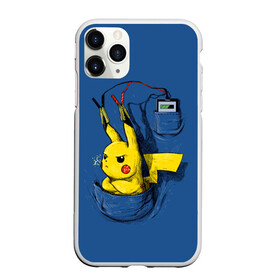 Чехол для iPhone 11 Pro матовый с принтом Пикачу - зарядка , Силикон |  | anime | pikachu | pokemon | poket monster | poketmon | аниме | анимэ | карманные монстры | пикачу | покемон