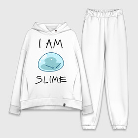 Женский костюм хлопок Oversize с принтом I AM SLIME ,  |  | slime isekai | tensura | that time i got reincarnated as a slime | аниме | манга | о моём перерождении в слизь | римуру темпест | сатору миками | слайм | слизень