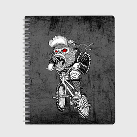 Тетрадь с принтом Junk Ride , 100% бумага | 48 листов, плотность листов — 60 г/м2, плотность картонной обложки — 250 г/м2. Листы скреплены сбоку удобной пружинной спиралью. Уголки страниц и обложки скругленные. Цвет линий — светло-серый
 | bike | bmx | gorilla | mtb | ride | бэм | вело | велосипед | велоспорт | горилла | поездка