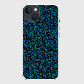 Чехол для iPhone 13 с принтом Абстрактный зелено синий узор ,  |  | абстрактный | вкрапления | зеленый | молодежный | мраморный | синий | современный | черный и синий