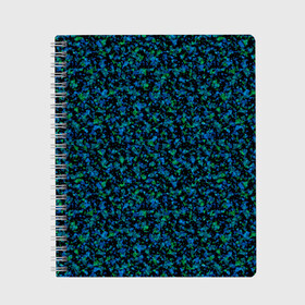 Тетрадь с принтом Абстрактный зелено-синий узор  , 100% бумага | 48 листов, плотность листов — 60 г/м2, плотность картонной обложки — 250 г/м2. Листы скреплены сбоку удобной пружинной спиралью. Уголки страниц и обложки скругленные. Цвет линий — светло-серый
 | абстрактный | вкрапления | зеленый | молодежный | мраморный | синий | современный | черный и синий
