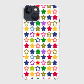 Чехол для iPhone 13 с принтом Разноцветные звездочки ,  |  | абстрактный | детский | звезды | зеленый | красный | летний | разноцветные звезды | синий | современный