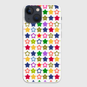 Чехол для iPhone 13 mini с принтом Разноцветные звездочки ,  |  | абстрактный | детский | звезды | зеленый | красный | летний | разноцветные звезды | синий | современный
