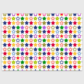 Поздравительная открытка с принтом Разноцветные звездочки  , 100% бумага | плотность бумаги 280 г/м2, матовая, на обратной стороне линовка и место для марки
 | абстрактный | детский | звезды | зеленый | красный | летний | разноцветные звезды | синий | современный
