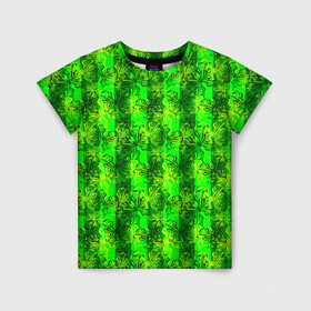Детская футболка 3D с принтом Неоновый полосатый узор  , 100% гипоаллергенный полиэфир | прямой крой, круглый вырез горловины, длина до линии бедер, чуть спущенное плечо, ткань немного тянется | бабочки | вертикальные полосы | зеленый | летний | неоновый | неоновый зеленый | современный | яркий узор