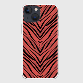 Чехол для iPhone 13 mini с принтом Полосатый тигровый узор ,  |  | абстрактный | коричневый | модный | оранжево коричневый | полосатый узор | терракотовый | тигровый | топовый