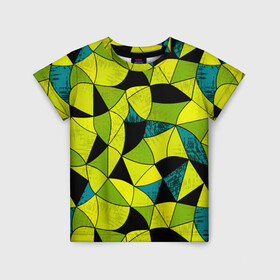Детская футболка 3D с принтом Гранжевый яркий зеленый  , 100% гипоаллергенный полиэфир | прямой крой, круглый вырез горловины, длина до линии бедер, чуть спущенное плечо, ткань немного тянется | абстрактный | гранжевая текстура | зеленый | летний | молодежный | современный | ярко желтый