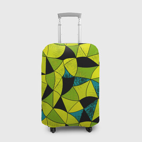 Чехол для чемодана 3D с принтом Гранжевый яркий зеленый  , 86% полиэфир, 14% спандекс | двустороннее нанесение принта, прорези для ручек и колес | абстрактный | гранжевая текстура | зеленый | летний | молодежный | современный | ярко желтый
