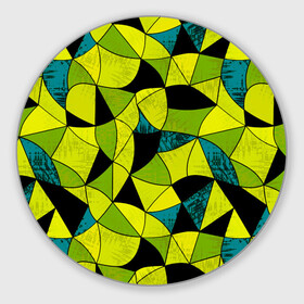 Коврик для мышки круглый с принтом Гранжевый яркий зеленый  , резина и полиэстер | круглая форма, изображение наносится на всю лицевую часть | абстрактный | гранжевая текстура | зеленый | летний | молодежный | современный | ярко желтый