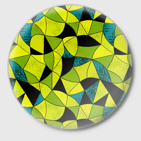 Значок с принтом Гранжевый яркий зеленый  ,  металл | круглая форма, металлическая застежка в виде булавки | абстрактный | гранжевая текстура | зеленый | летний | молодежный | современный | ярко желтый